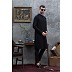 Dubai Mens Black Cotton Kurta